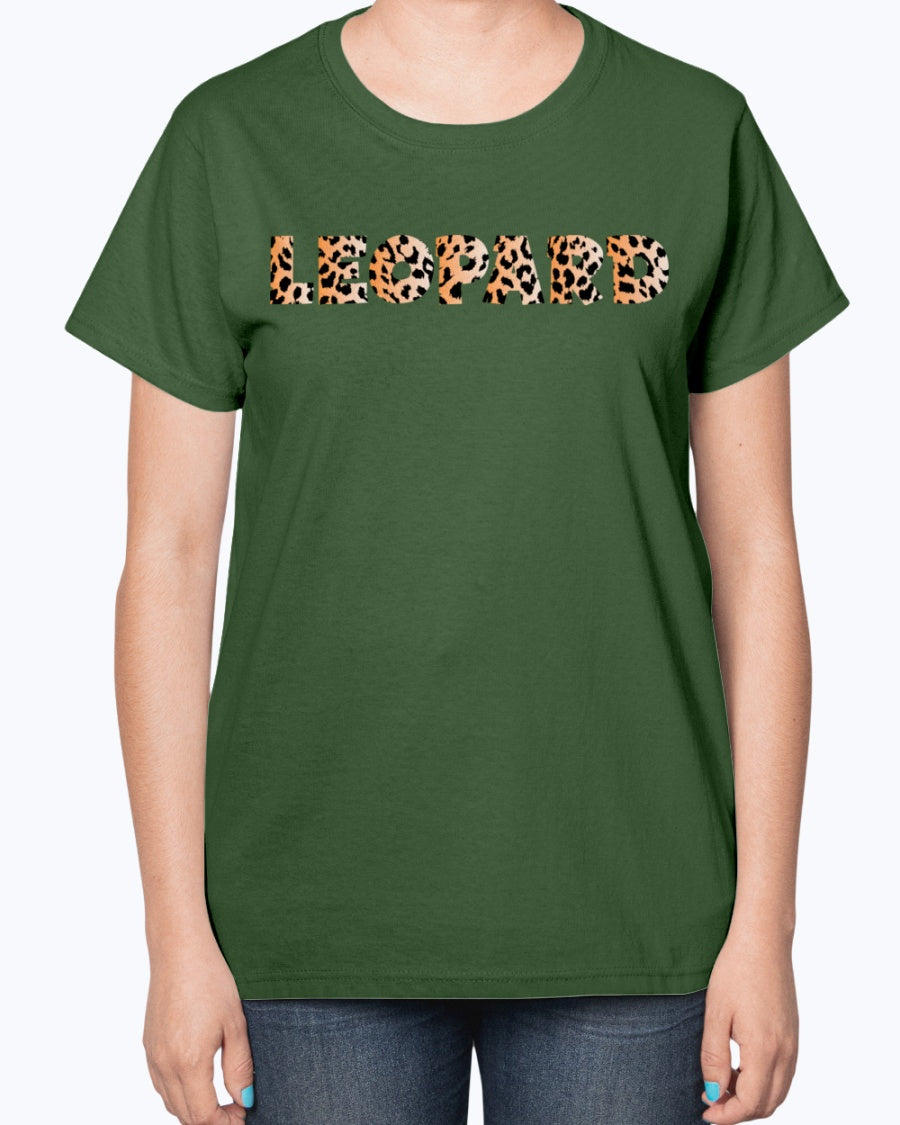 Gildan 2000L Ultra Cotton Ladies T-Shirt 13 colors Dark. Leopard Typography 2