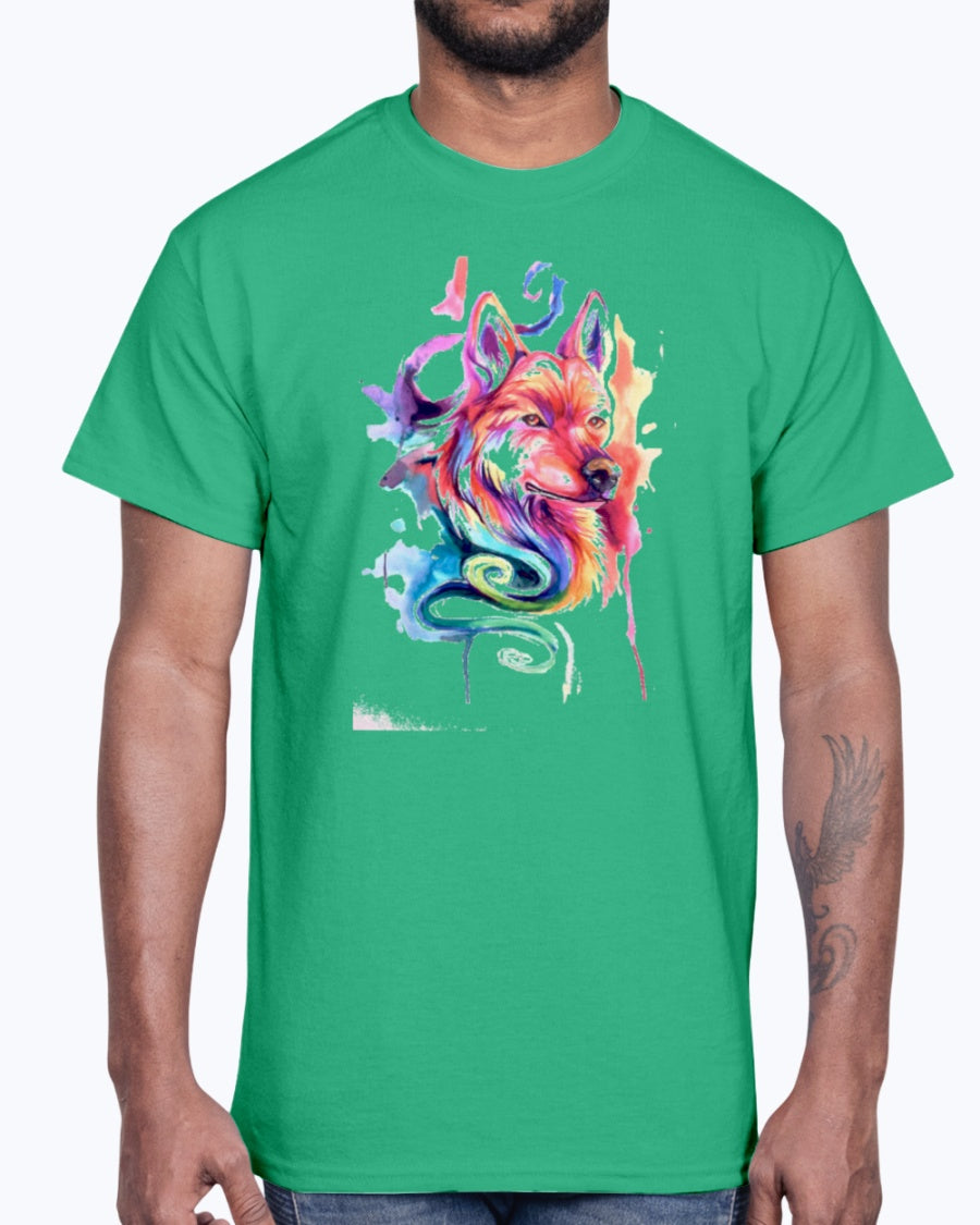 Men's Gildan Ultra Cotton T-Shirt 12 Dark colors   I Am Wolf !