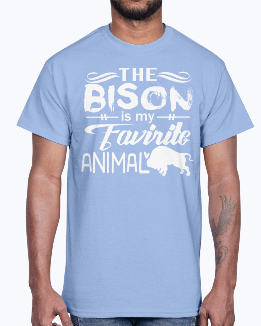 Men's Gildan Ultra Cotton T-Shirt 12 Dark colors   The Bison Is My Favorite