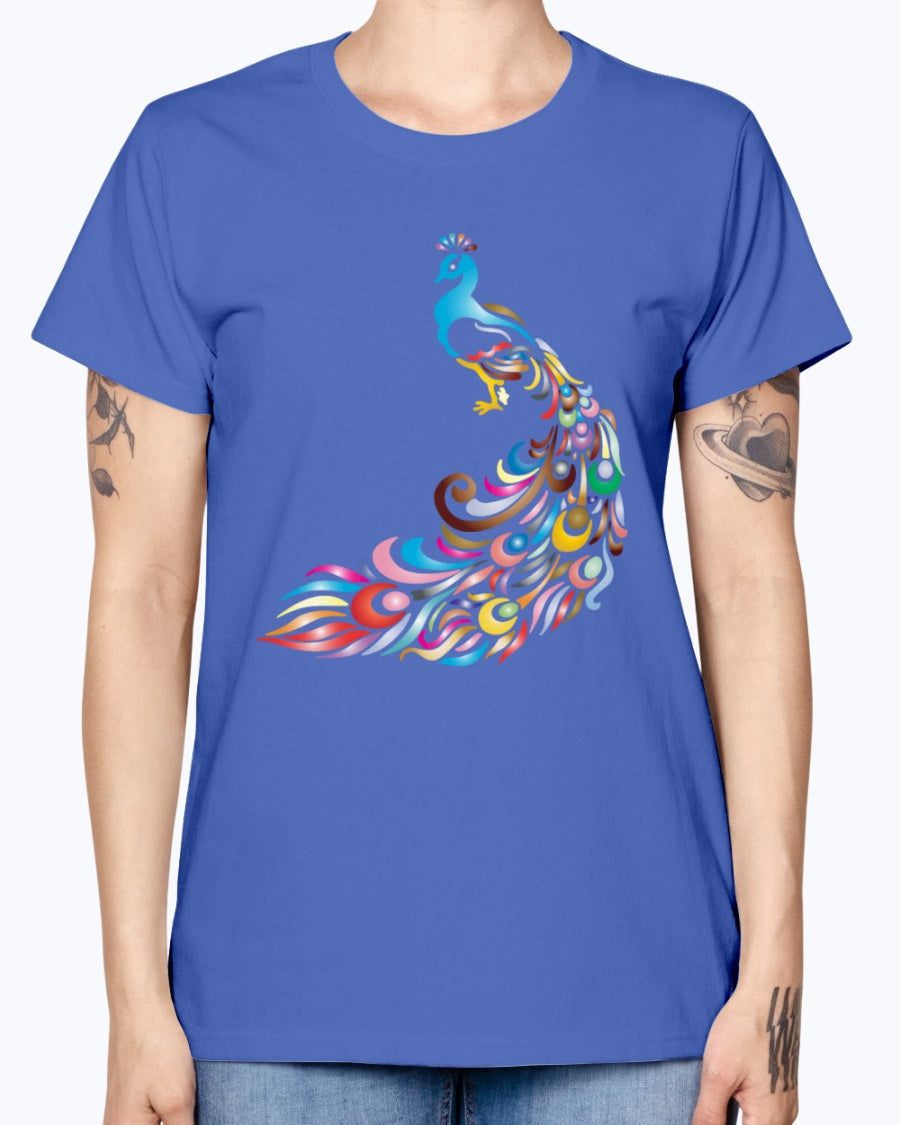 Gildan Ladies Missy T-Shirt 16 colors         Chromatic Peacock 2 No Background