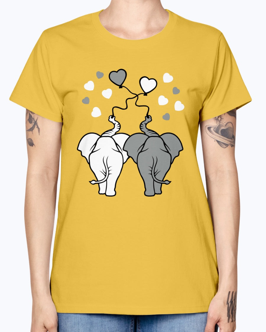 Gildan Ladies Missy T-Shirt  Asphalt elephants in love