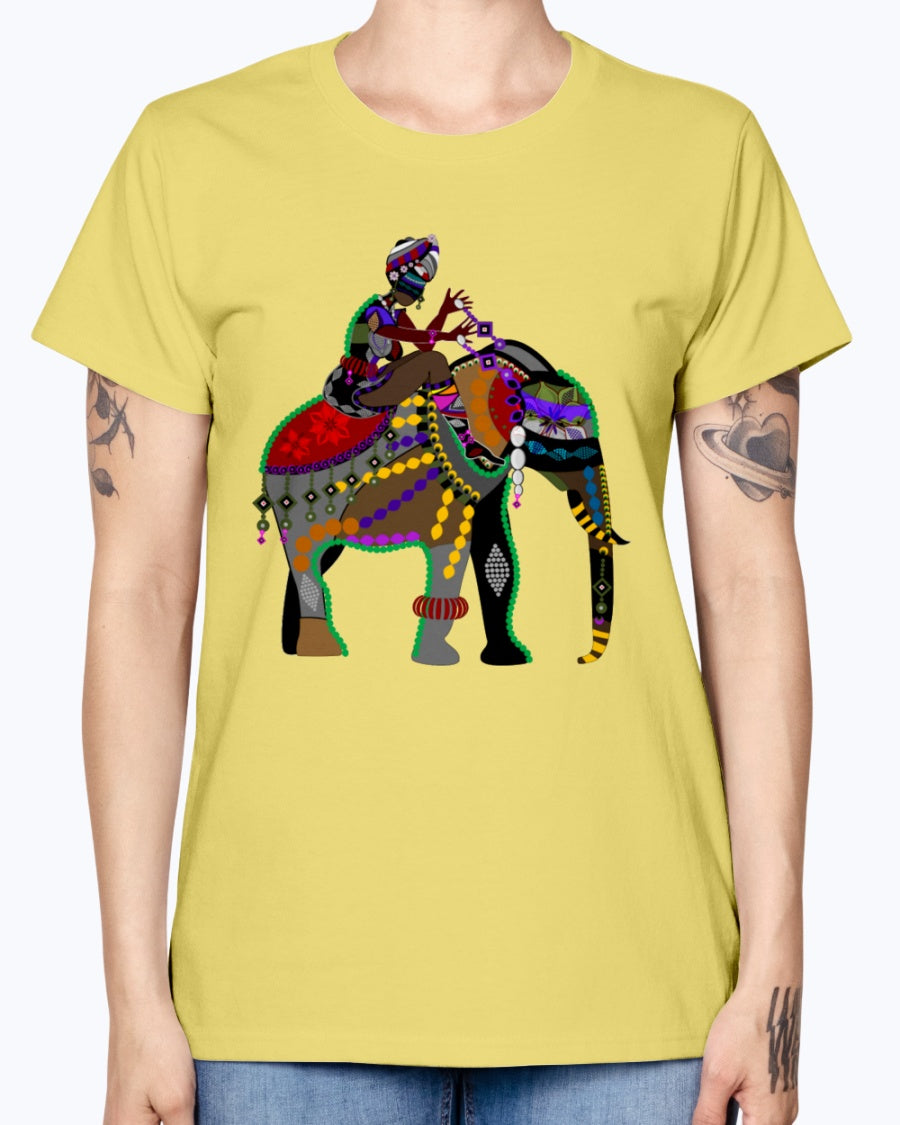 Gildan Ladies Missy T-Shirt  Africa elephant art