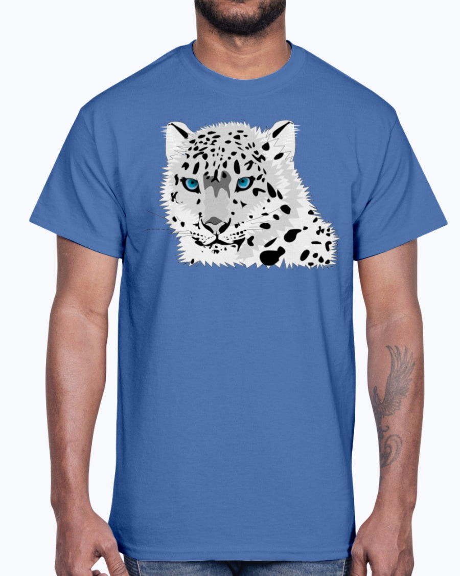 Men's Gildan Ultra Cotton T-Shirt 12 Dark colors   Animal snow leopard
