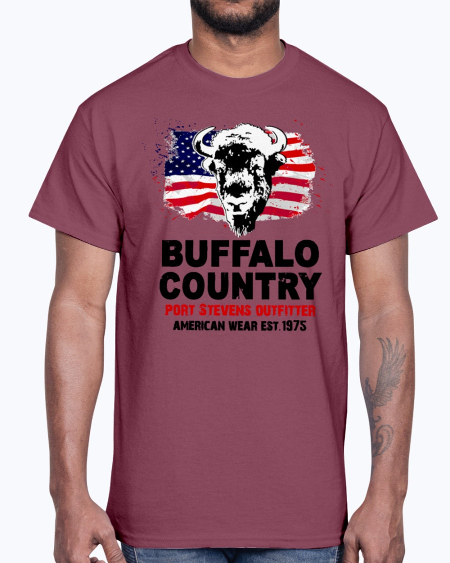 Men's Gildan Ultra Cotton T-Shirt 12 Dark colors  Buffalo Country
