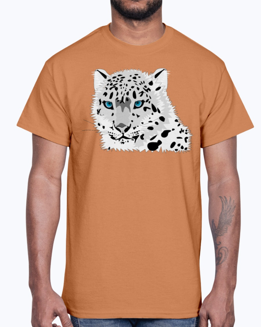Men's Gildan Ultra Cotton T-Shirt 12 Dark colors   Animal snow leopard