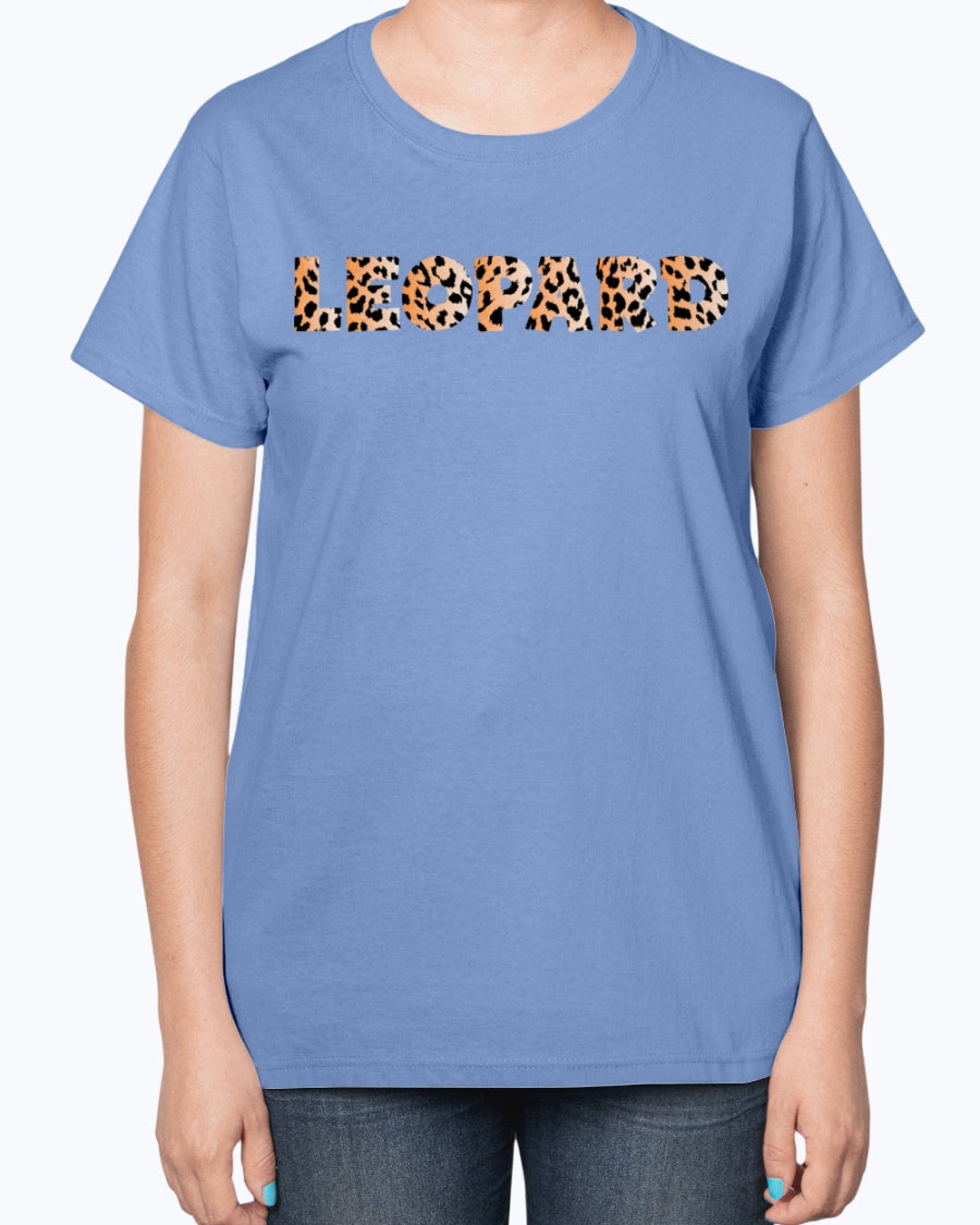 Gildan 2000L Ultra Cotton Ladies T-Shirt 13 colors Dark. Leopard Typography 2