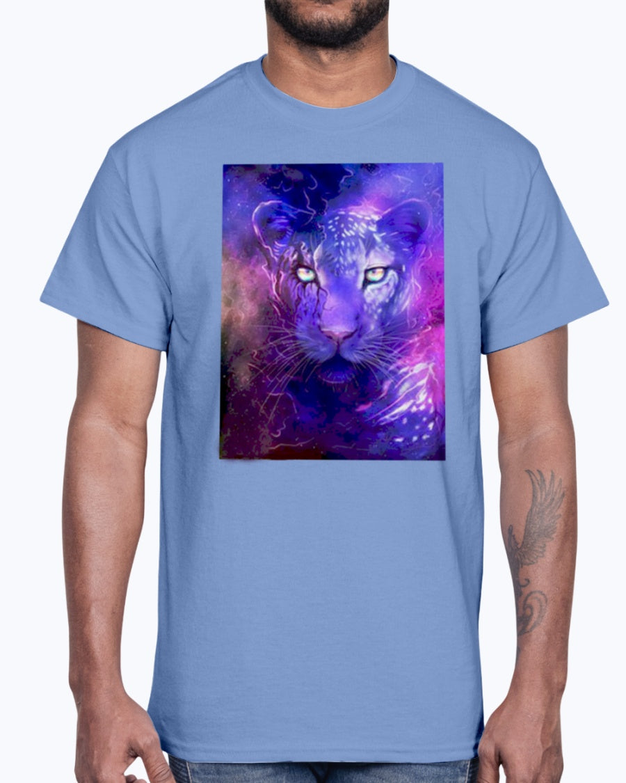 Men's Gildan Ultra Cotton T-Shirt 12 Dark colors   Glowing leopard