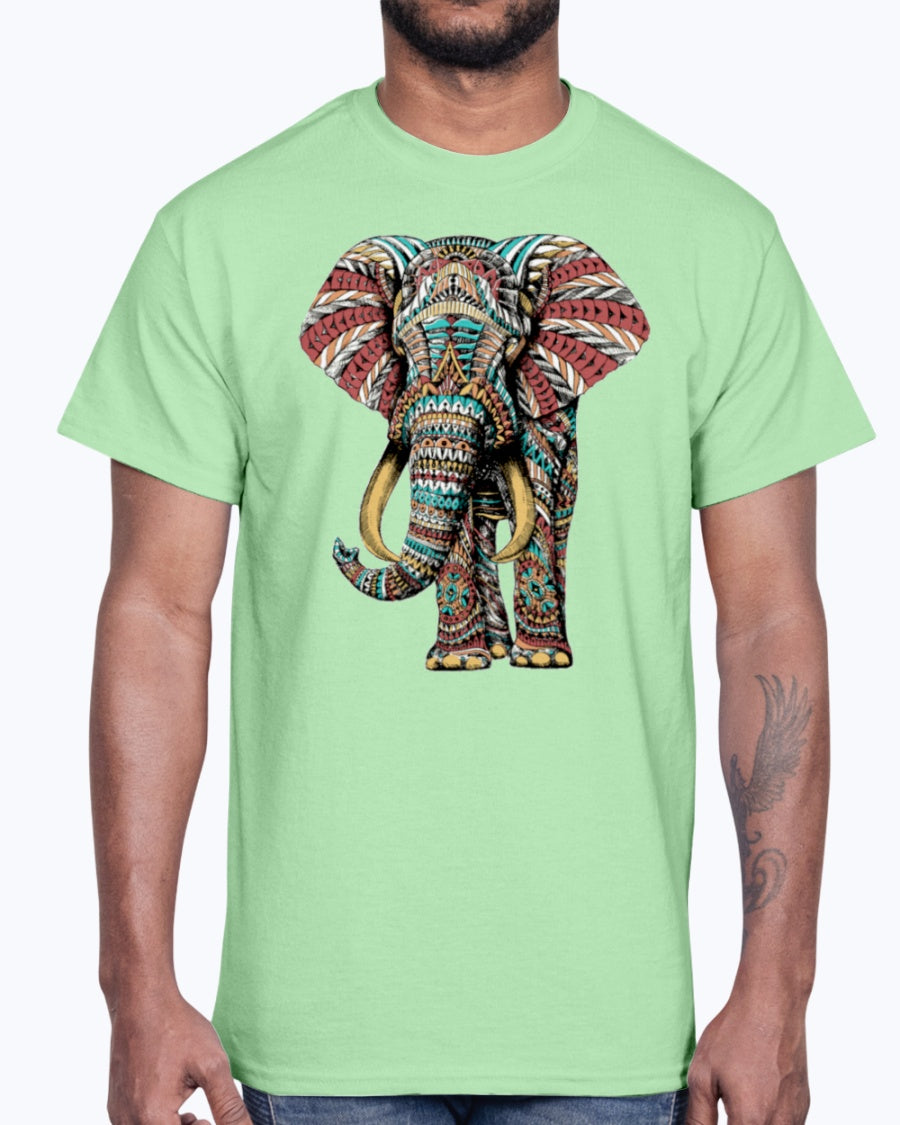 Men's Gildan Ultra Cotton T-Shirt Light coloros. Ornate Elephant Color Version