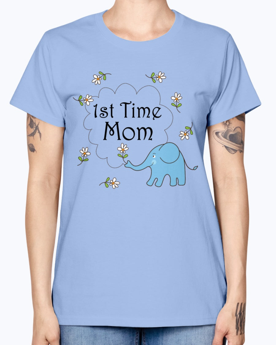 Gildan Ladies Missy T-Shirt   1st Time Mom Maternity