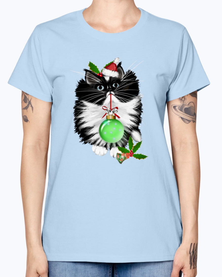 Gildan Ladies Missy T-Shirt. A Tuxedo Merry Christmas