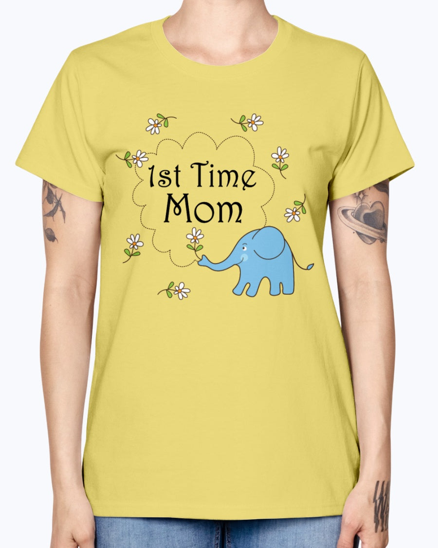 Gildan Ladies Missy T-Shirt   1st Time Mom Maternity