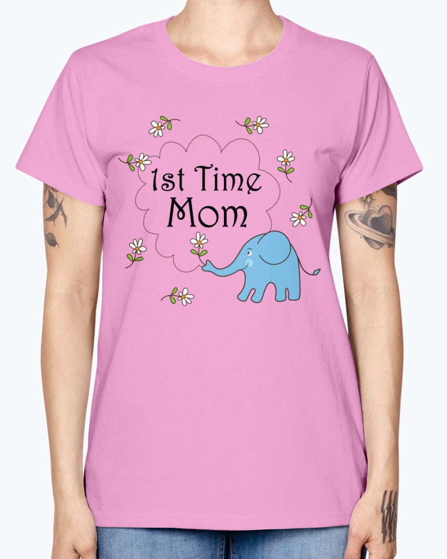 Gildan Ladies Missy T-Shirt   1st Time Mom Maternity