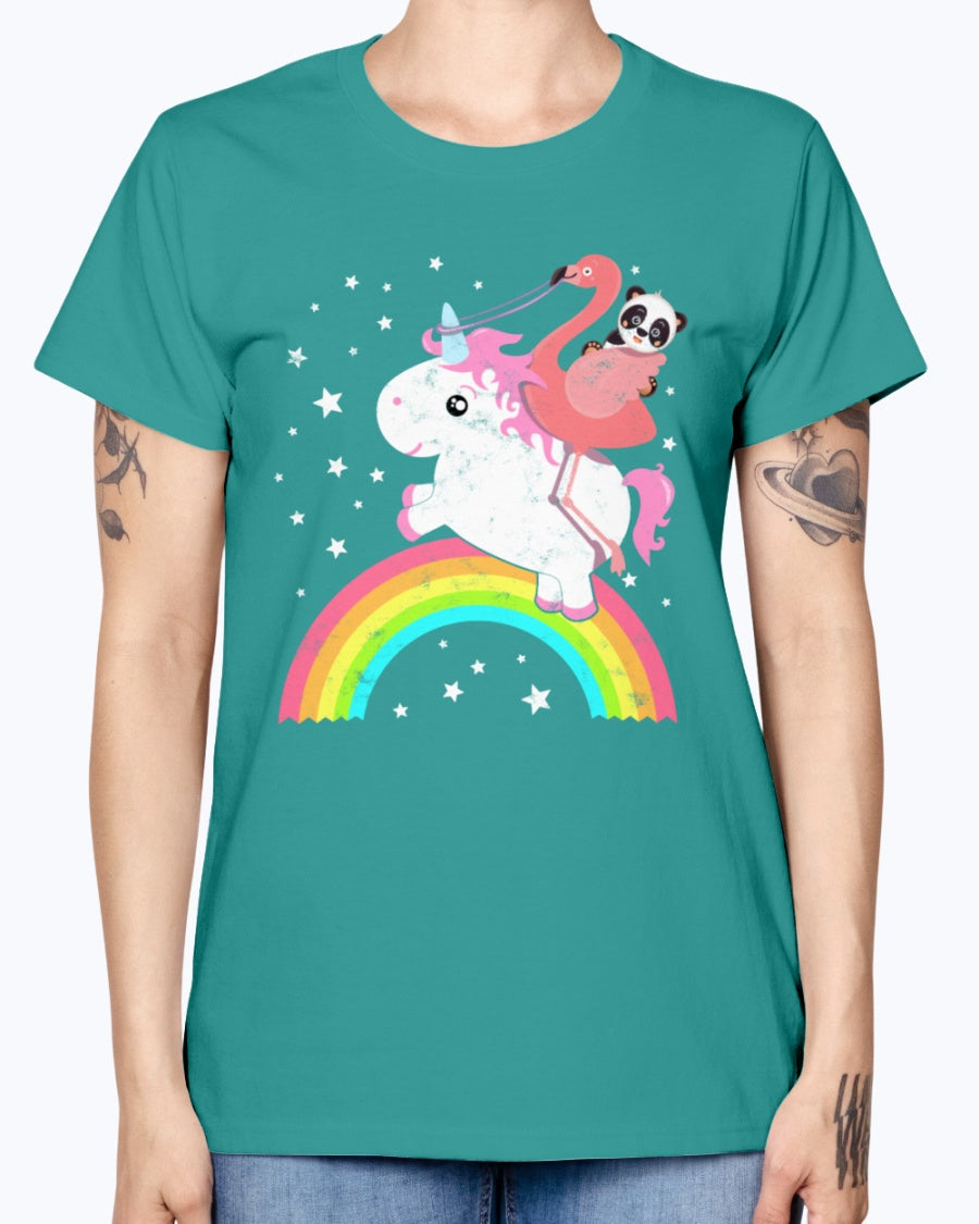 Gildan Ladies Missy T-Shirt  Cute Funny Unicorn Flamingo Panda Rainbow