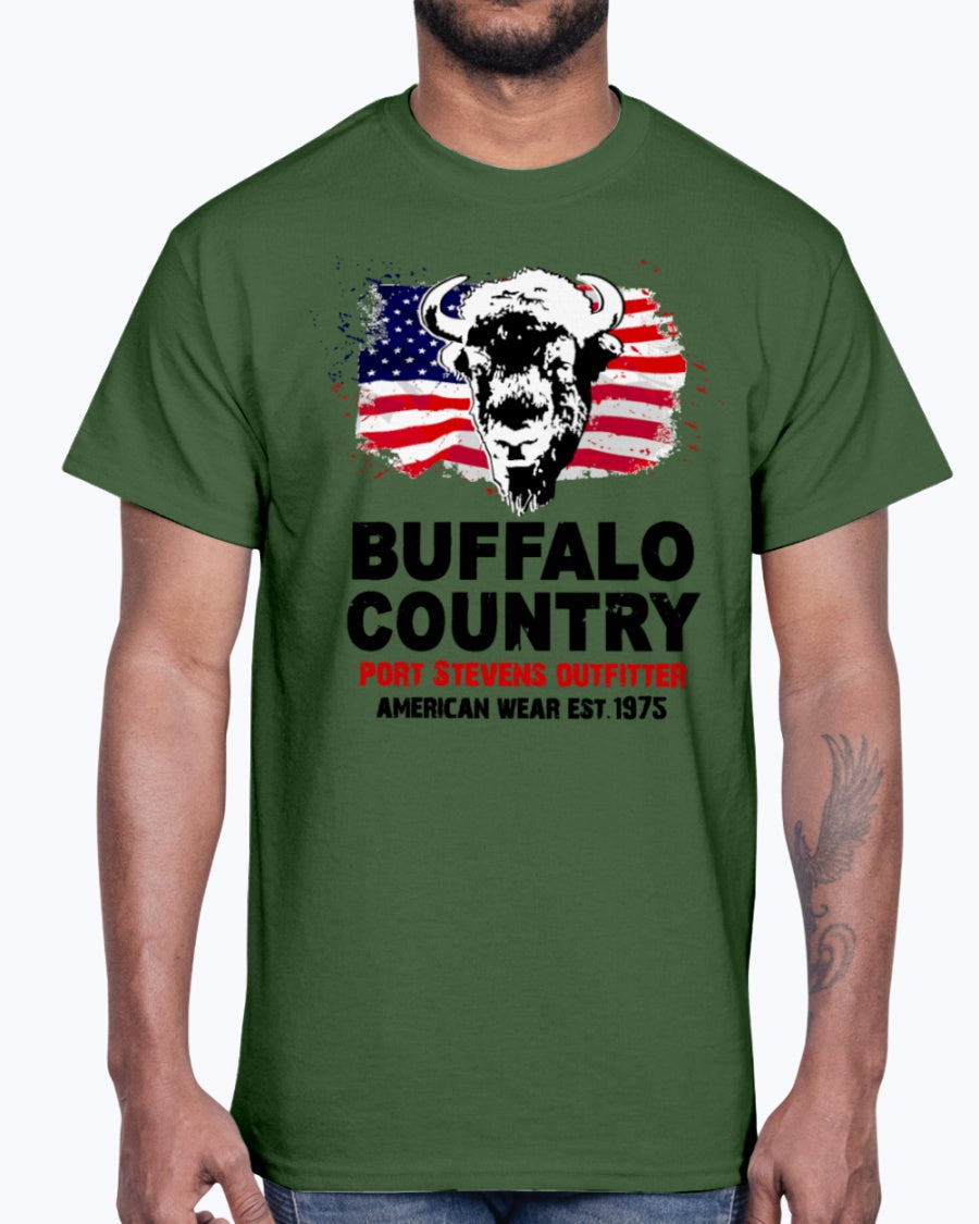 Men's Gildan Ultra Cotton T-Shirt 12 Dark colors  Buffalo Country