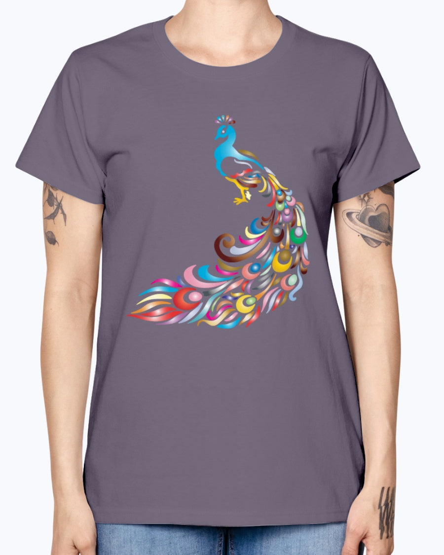 Gildan Ladies Missy T-Shirt 16 colors         Chromatic Peacock 2 No Background