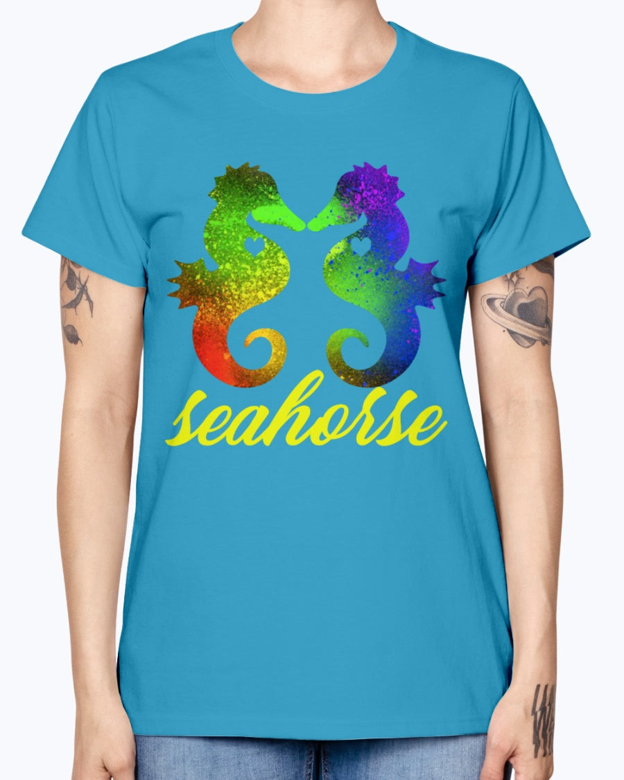Gildan Ladies Missy T-Shirt   Love Seahorse Shirt
