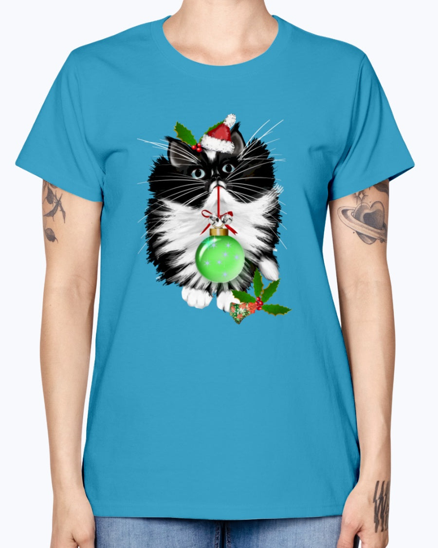 Gildan Ladies Missy T-Shirt. A Tuxedo Merry Christmas