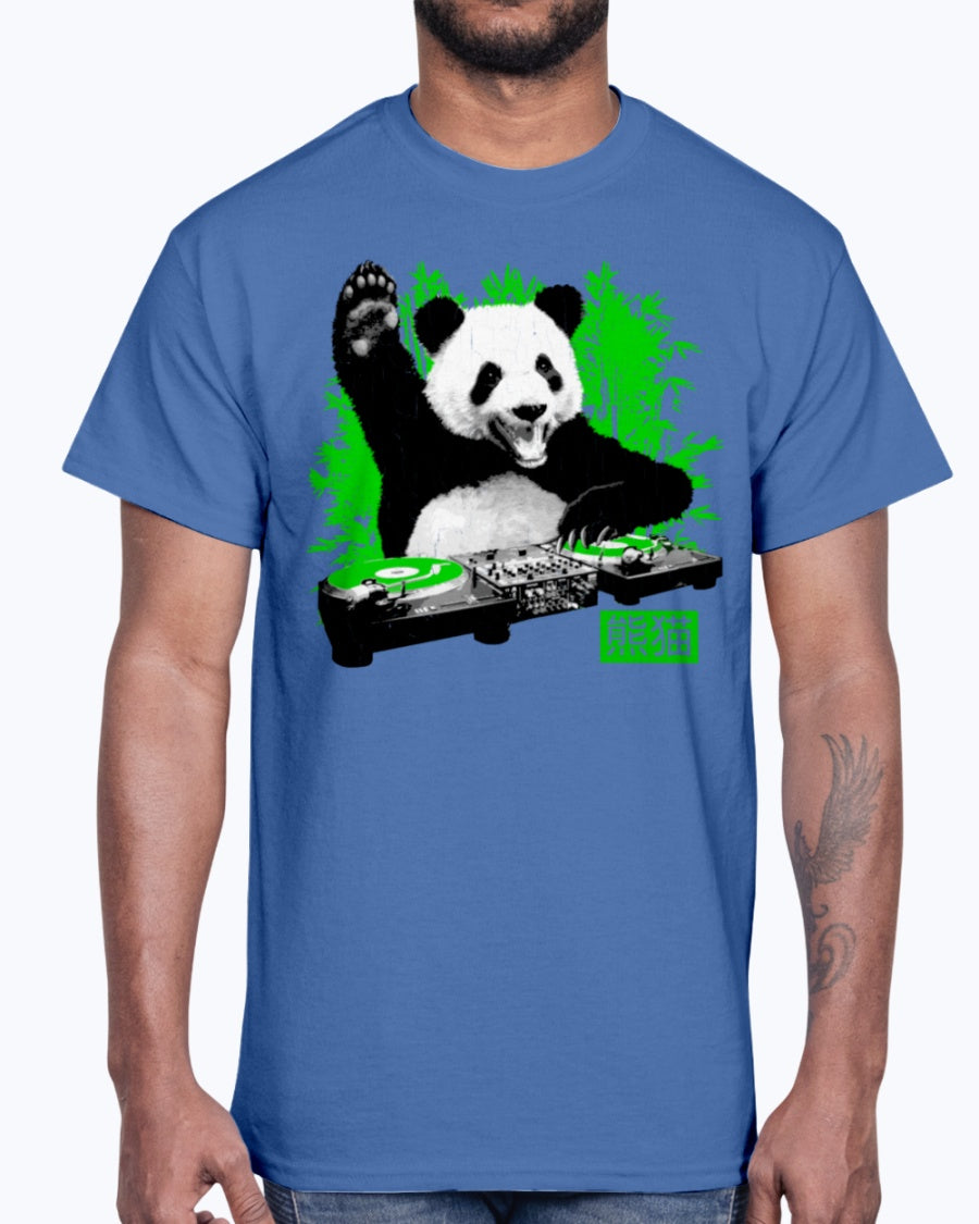 Men's Gildan Ultra Cotton T-Shirt  DJ Panda (vintage distressed look)