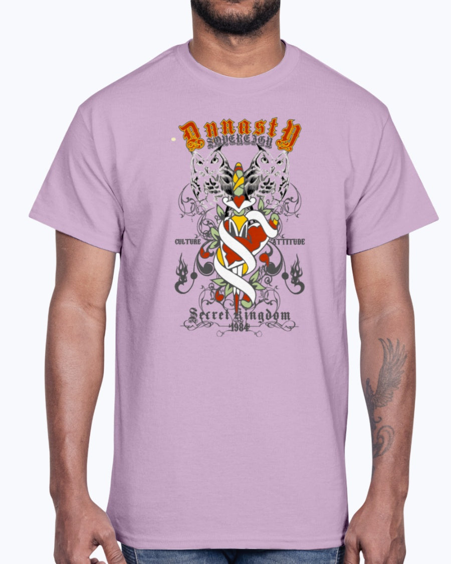 Men's Gildan Ultra Cotton T-Shirt 11 Light coloros. Secret kingdom owl
