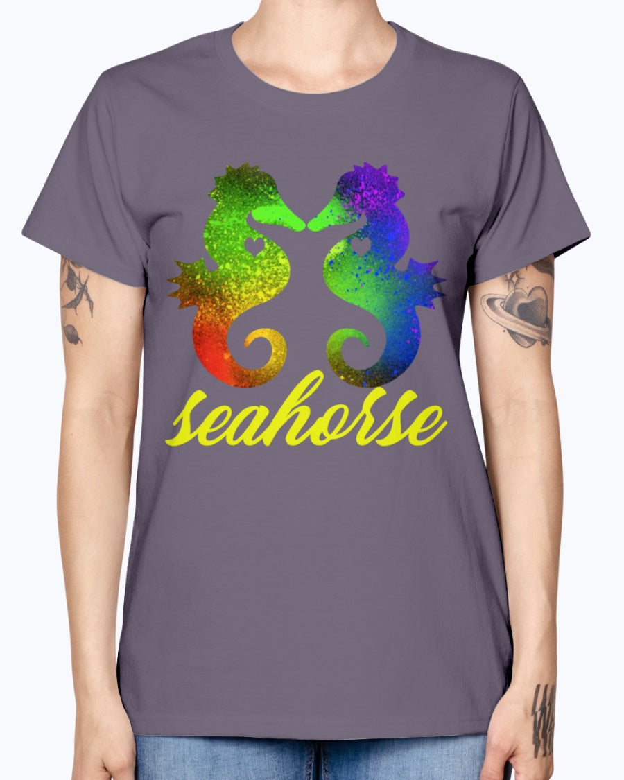 Gildan Ladies Missy T-Shirt   Love Seahorse Shirt