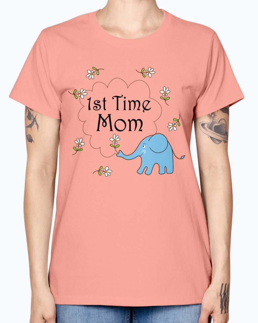 Gildan Ladies Missy T-Shirt   1st Time Mom Maternity