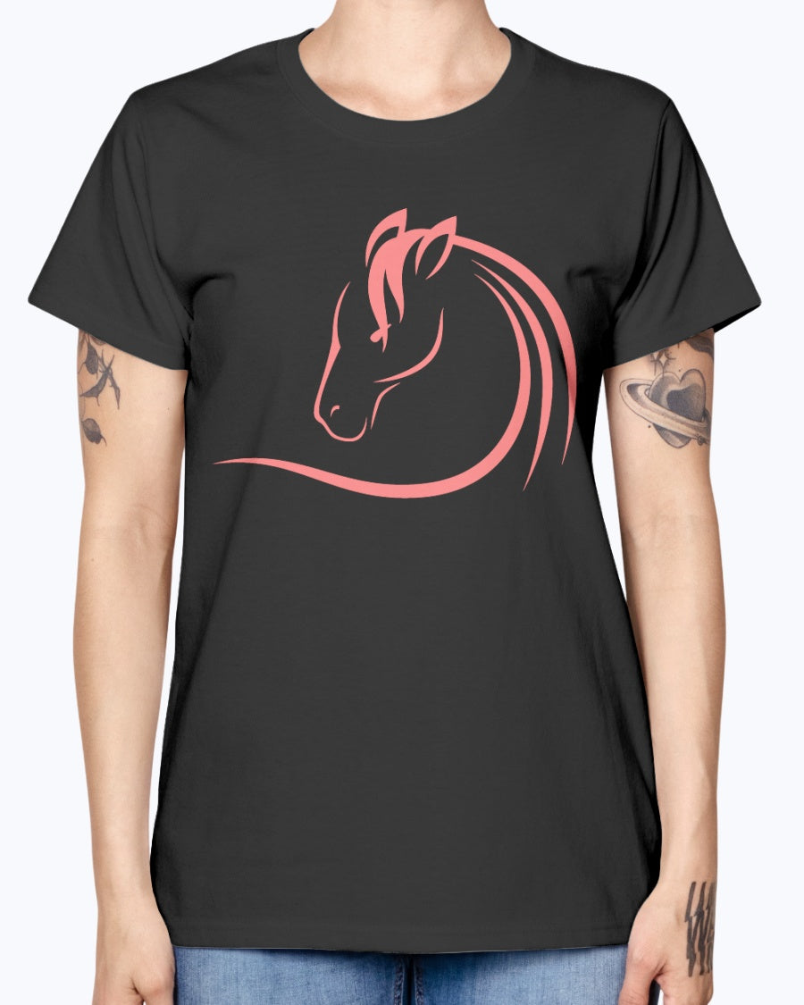 Gildan Ladies Missy T-Shirt . Horse head