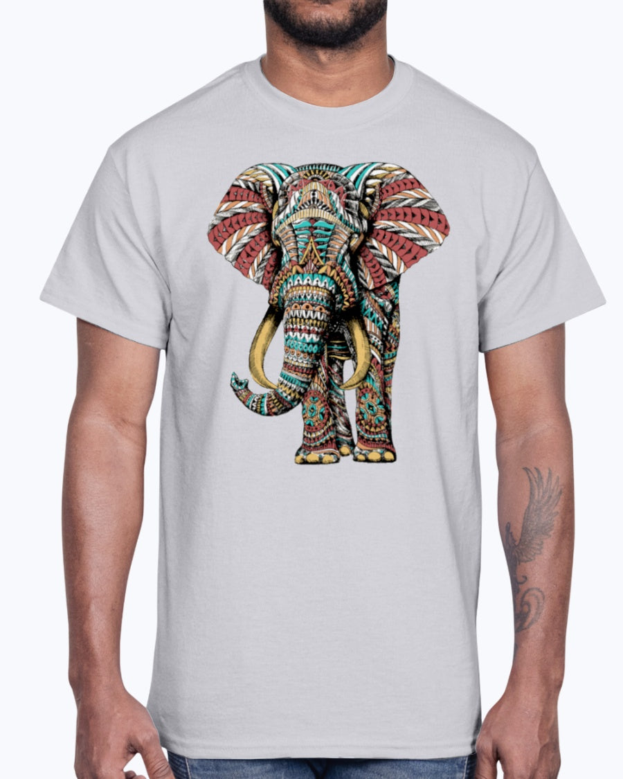 Men's Gildan Ultra Cotton T-Shirt Light coloros. Ornate Elephant Color Version