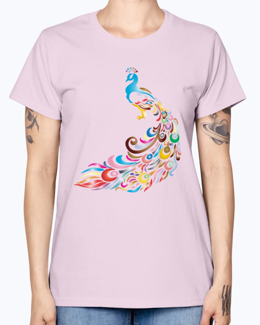Gildan Ladies Missy T-Shirt 16 colors         Chromatic Peacock 2 No Background