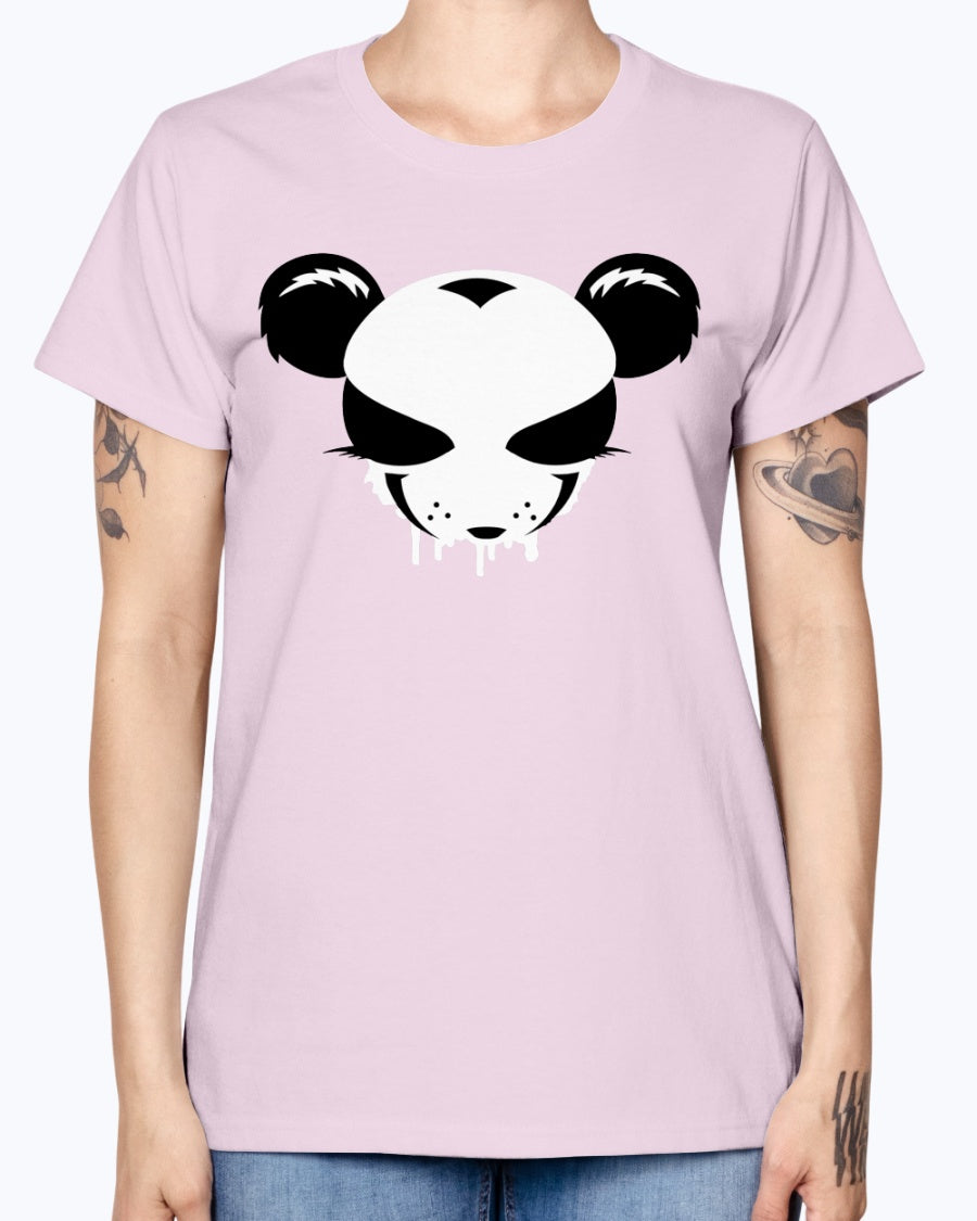 Gildan Ladies Missy T-Shirt . A panda face as a graffiti design