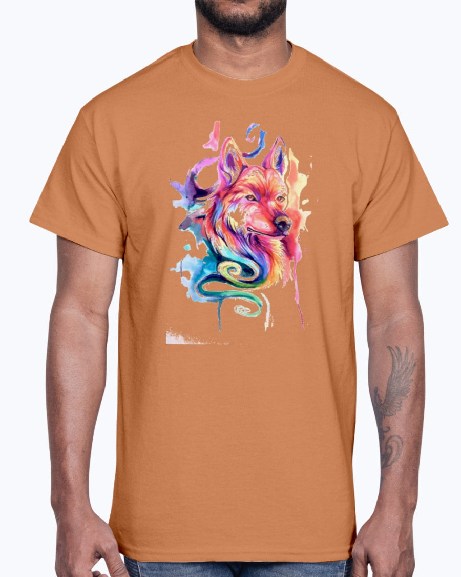 Men's Gildan Ultra Cotton T-Shirt 12 Dark colors   I Am Wolf !