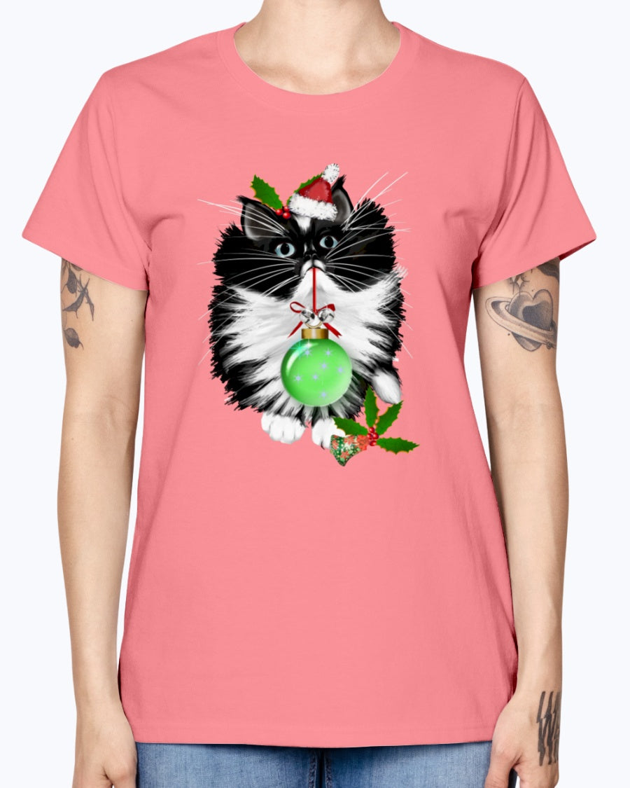 Gildan Ladies Missy T-Shirt. A Tuxedo Merry Christmas