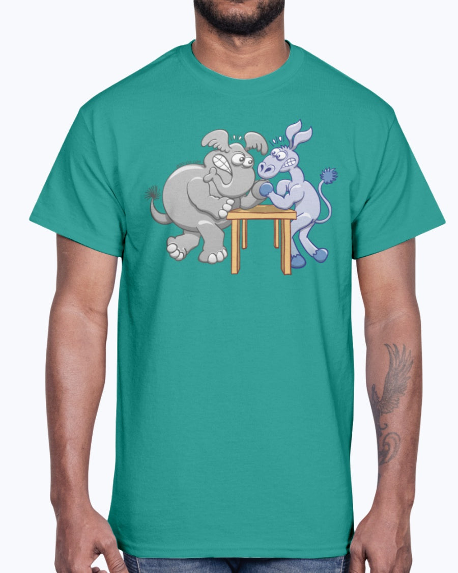 Men's Gildan Ultra Cotton T-Shirt   Arm Wrestling Donkey vs Elephant Mugs & Drinkware