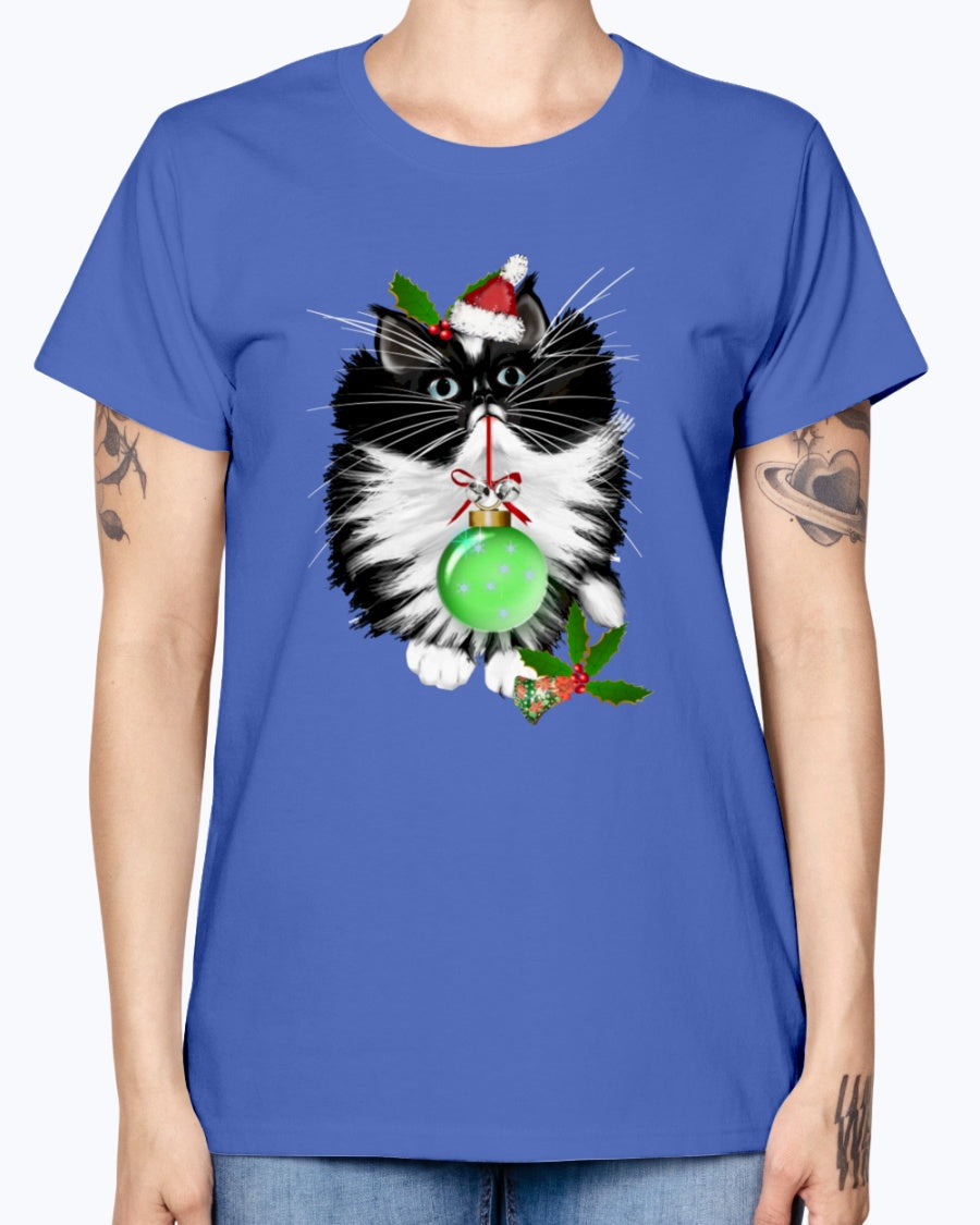 Gildan Ladies Missy T-Shirt. A Tuxedo Merry Christmas