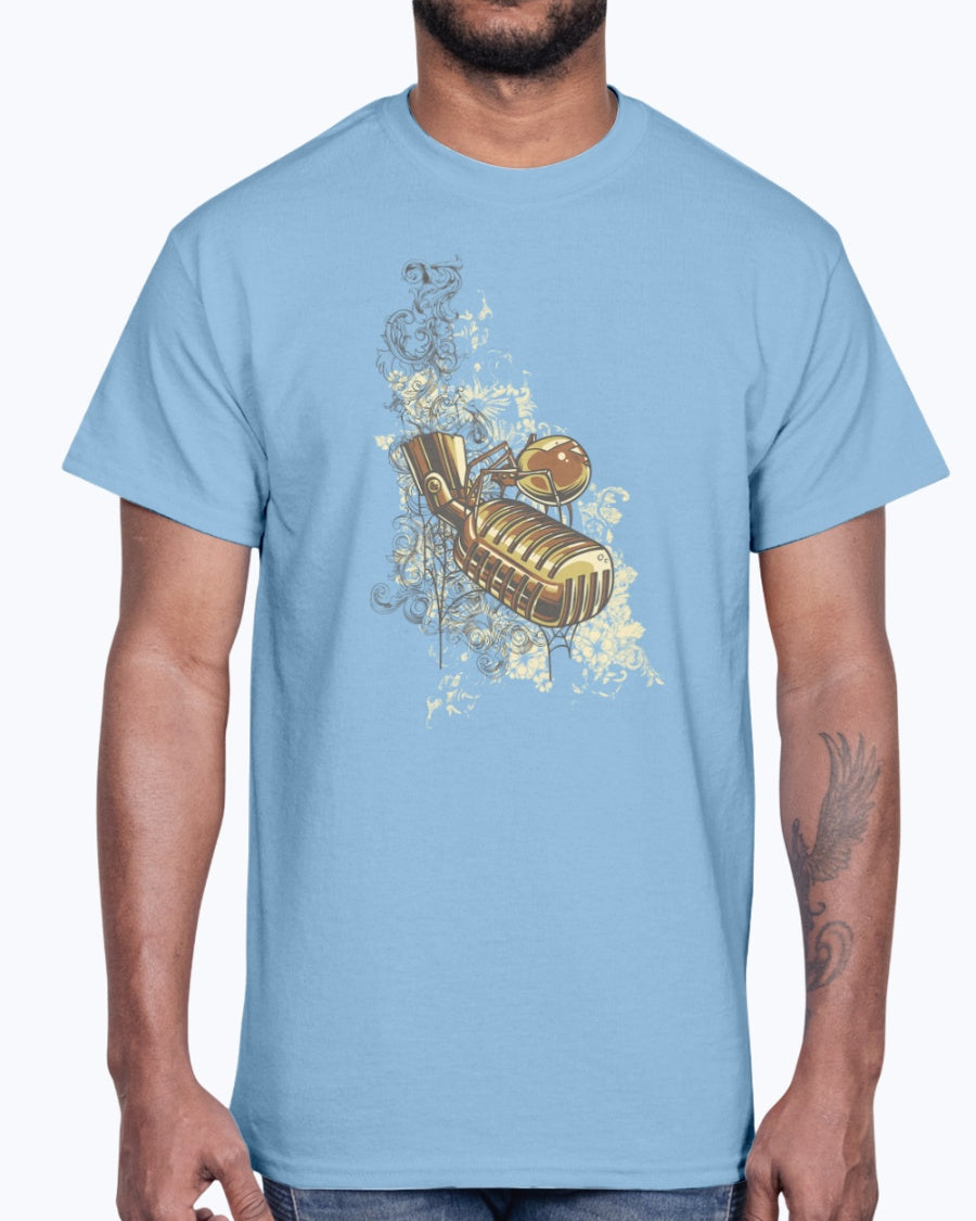 Men's Gildan Ultra Cotton T-Shirt 11 Light coloros       Golden microphone,  design-683