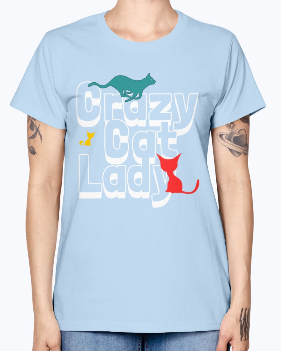 Gildan Ladies Missy T-Shirt. Crazy cat lady