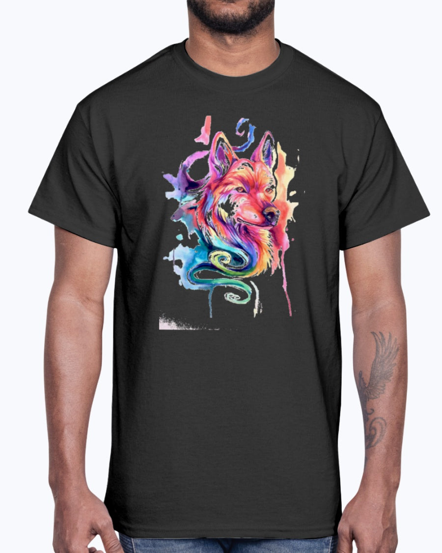 Men's Gildan Ultra Cotton T-Shirt 12 Dark colors   I Am Wolf !