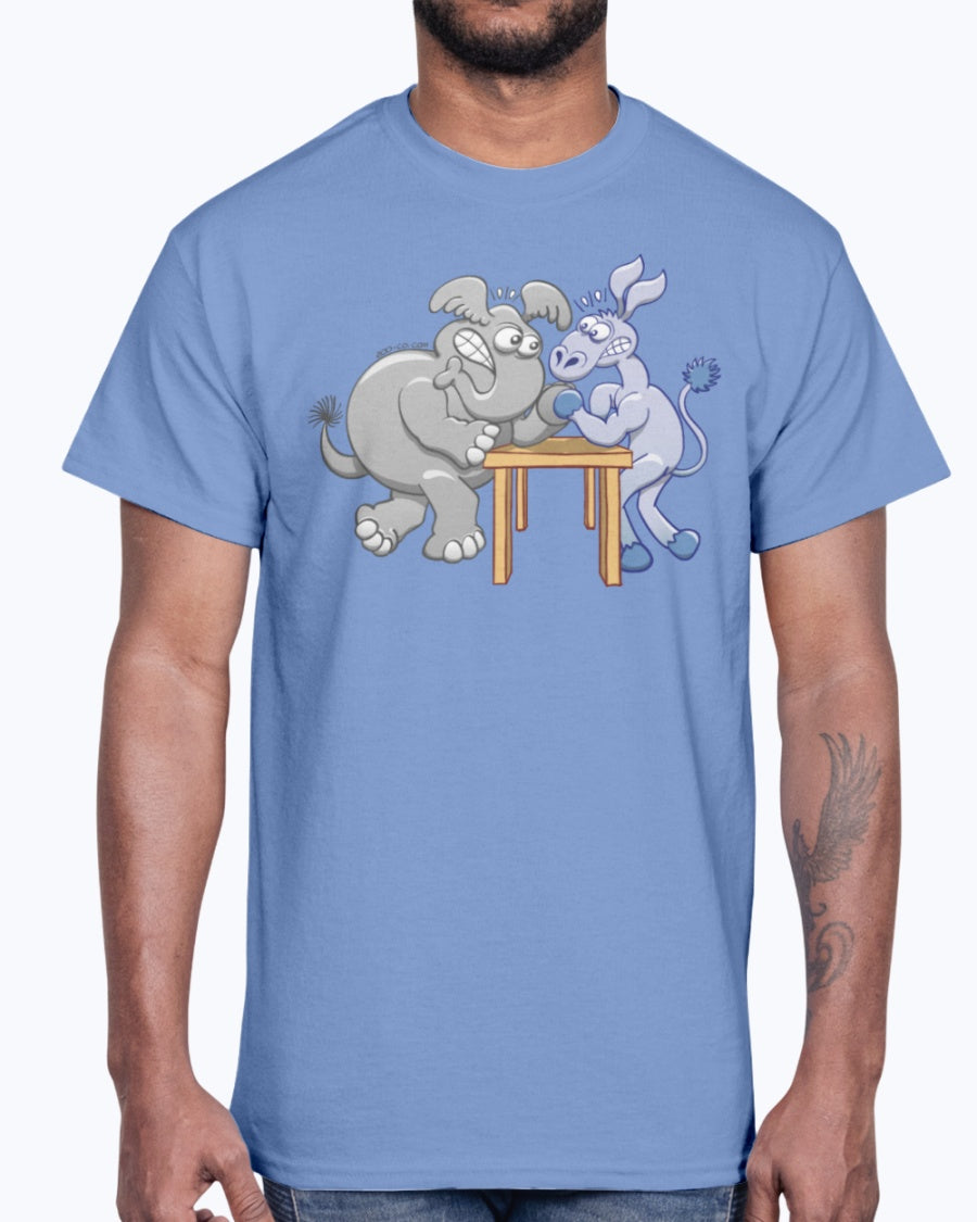 Men's Gildan Ultra Cotton T-Shirt   Arm Wrestling Donkey vs Elephant Mugs & Drinkware