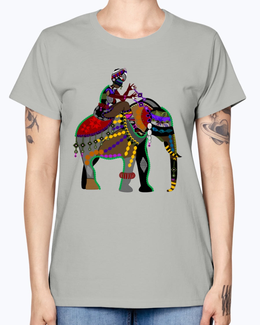 Gildan Ladies Missy T-Shirt  Africa elephant art