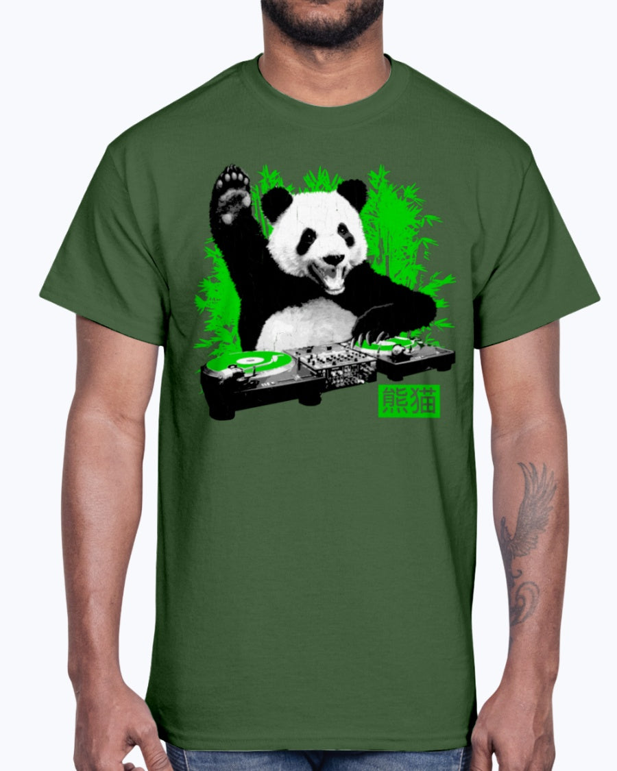 Men's Gildan Ultra Cotton T-Shirt  DJ Panda (vintage distressed look)