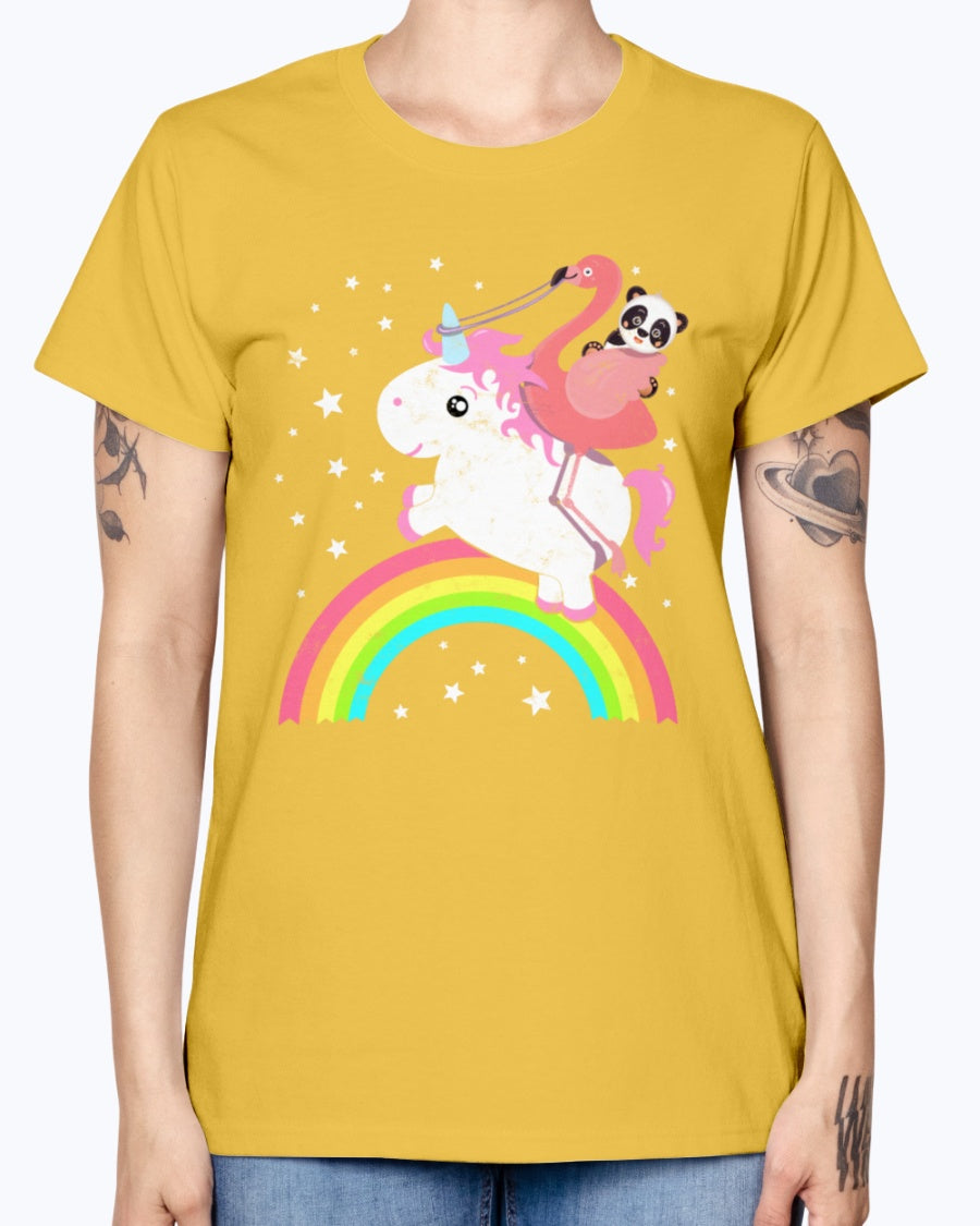 Gildan Ladies Missy T-Shirt  Cute Funny Unicorn Flamingo Panda Rainbow