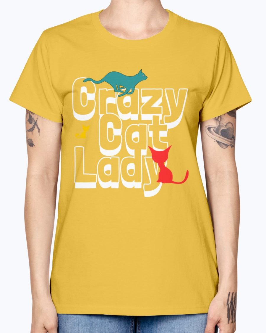 Gildan Ladies Missy T-Shirt. Crazy cat lady