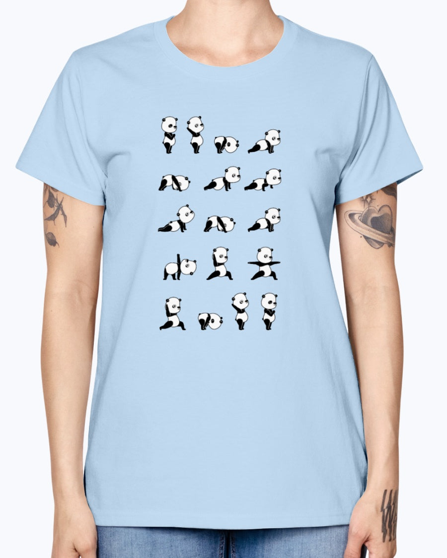 Gildan Ladies Missy T-Shirt . Yoga Panda