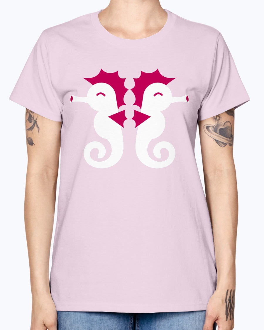 Gildan Ladies Missy T-Shirt  Double cute little seahorses
