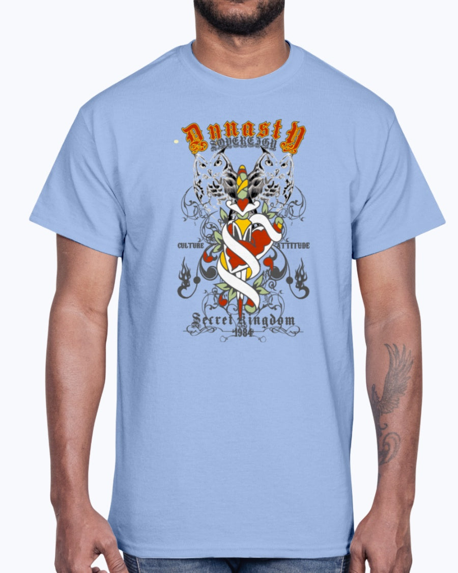 Men's Gildan Ultra Cotton T-Shirt 11 Light coloros. Secret kingdom owl