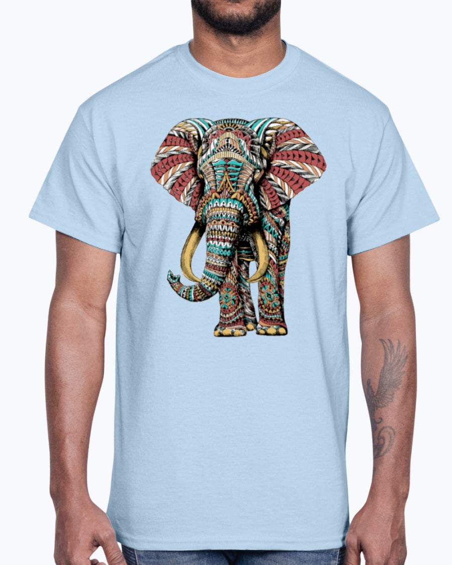 Men's Gildan Ultra Cotton T-Shirt Light coloros. Ornate Elephant Color Version