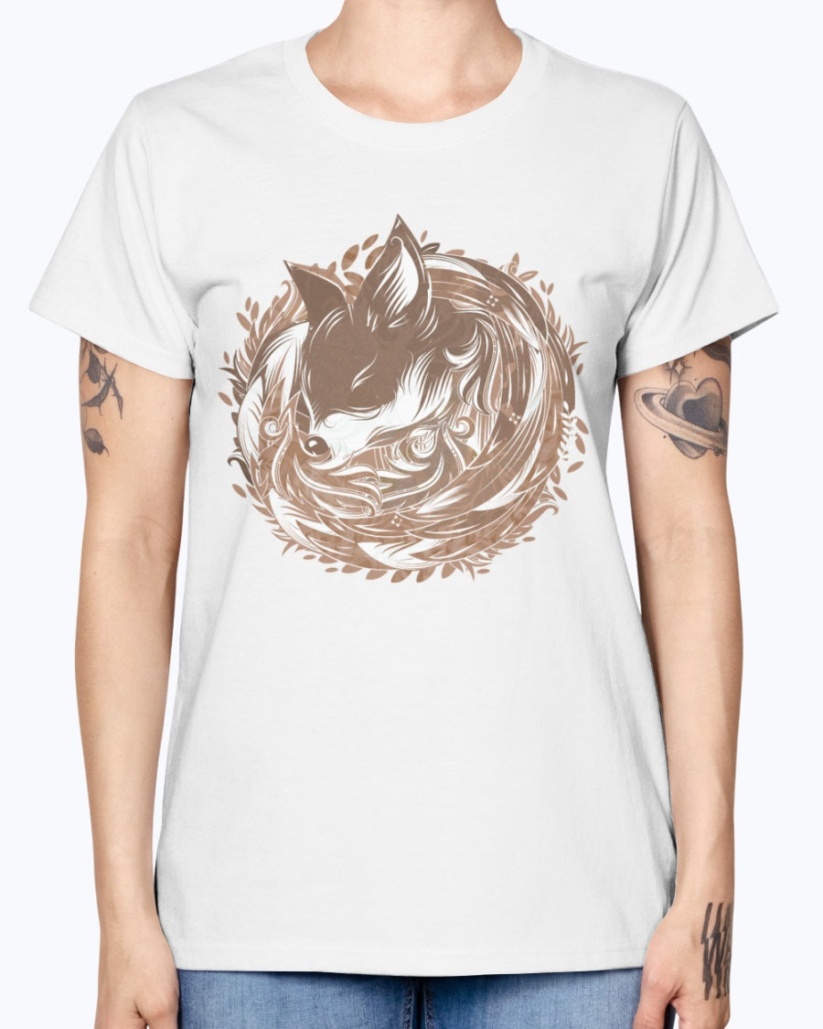 Gildan Ladies Missy T-Shirt 16 colors  A fox at the Burrow