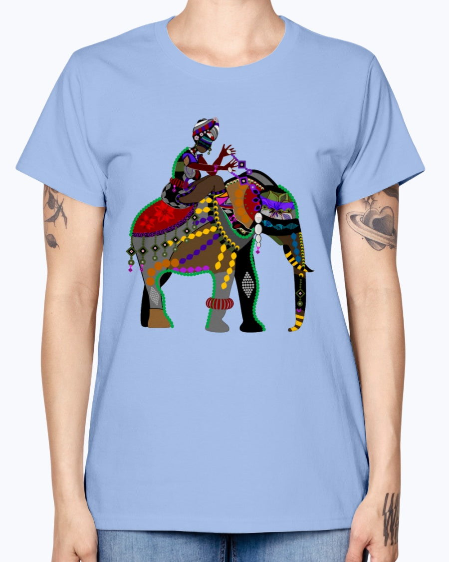 Gildan Ladies Missy T-Shirt  Africa elephant art