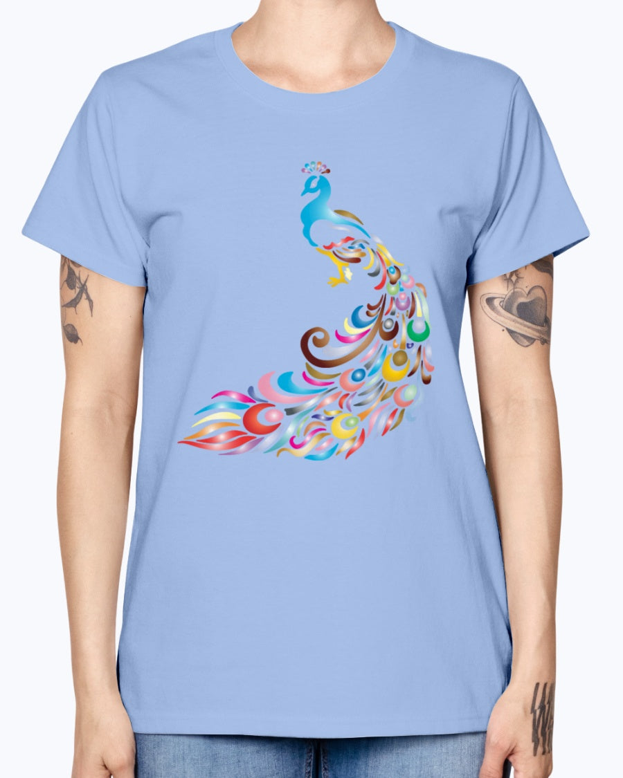 Gildan Ladies Missy T-Shirt 16 colors         Chromatic Peacock 2 No Background