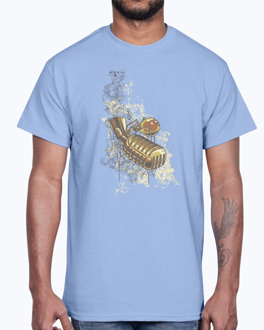 Men's Gildan Ultra Cotton T-Shirt 11 Light coloros       Golden microphone,  design-683