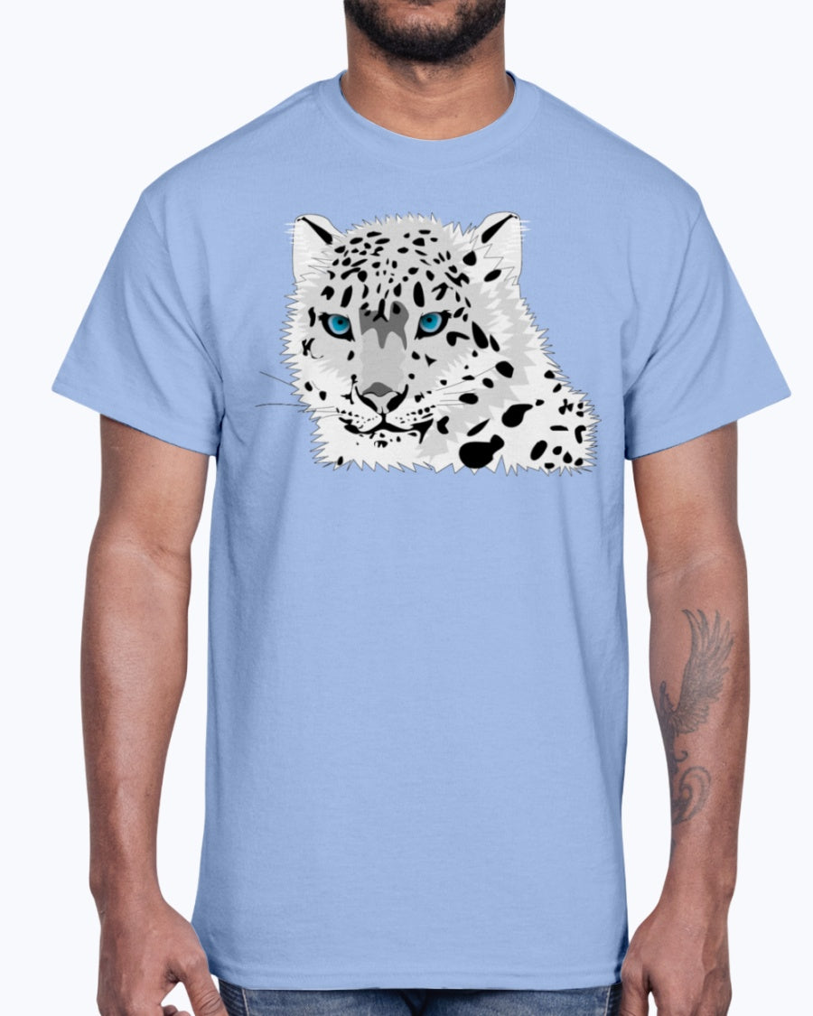 Men's Gildan Ultra Cotton T-Shirt 12 Dark colors   Animal snow leopard